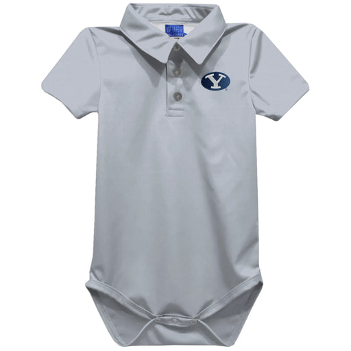 BYU Cougars Embroidered Gray Solid Knit Polo Onesie