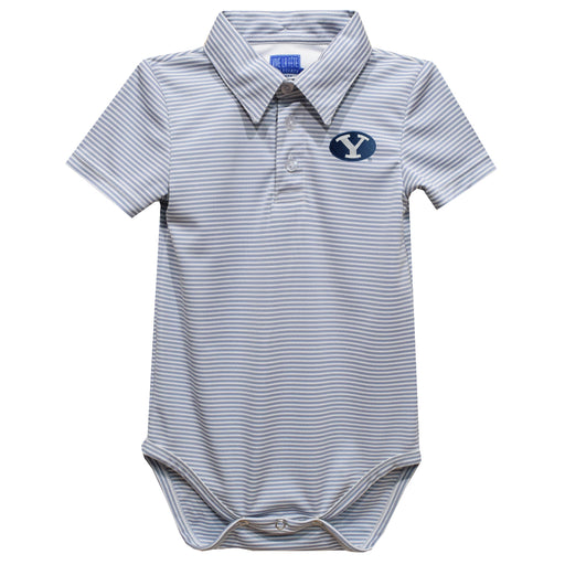 BYU Cougars Embroidered Gray Stripe Knit Polo Onesie