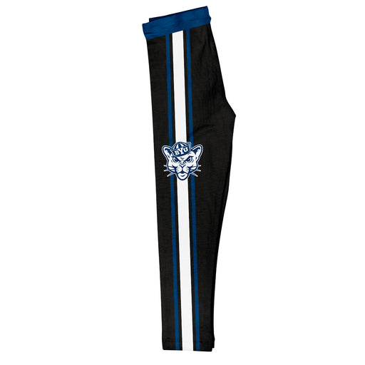 BYU Cougars Vive La Fete Girls Game Day Black with Blue Stripes Leggings Tights