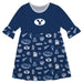 BYU Cougars 3/4 Sleeve Solid Blue Repeat Print Hand Sketched Vive La Fete Impressions Artwork on Skirt