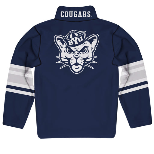 Brigham Young Cougars BYU Vive La Fete Game Day Blue Quarter Zip Pullover Stripes on Sleeves - Vive La Fête - Online Apparel Store