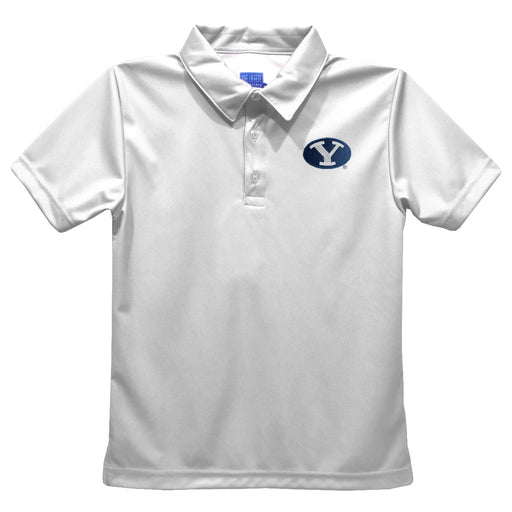 BYU Cougars Embroidered White Short Sleeve Polo Box Shirt