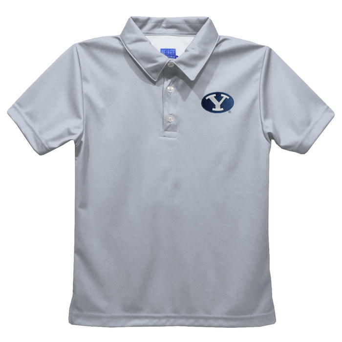 BYU Cougars Embroidered Gray Short Sleeve Polo Box Shirt