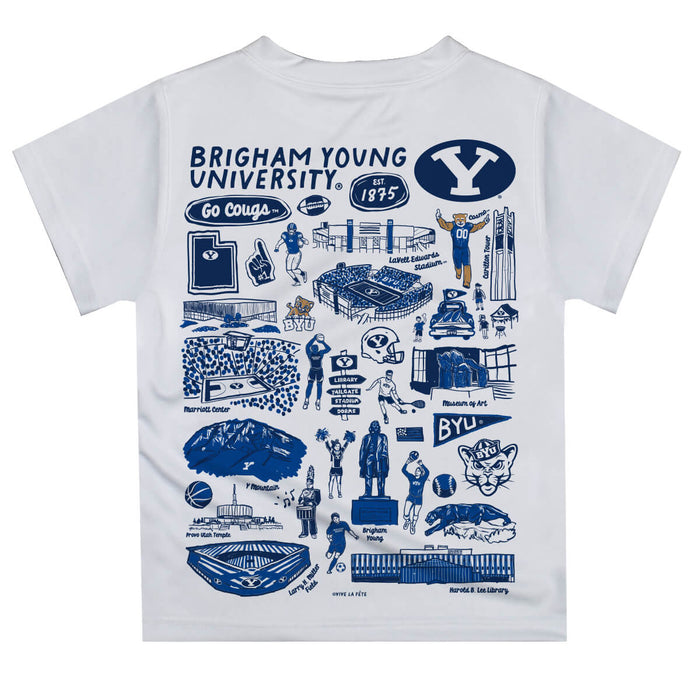 BYU Cougars Hand Sketched Vive La Fete Impressions Artwork Boys Blue Short Sleeve Tee Shirt - Vive La Fête - Online Apparel Store