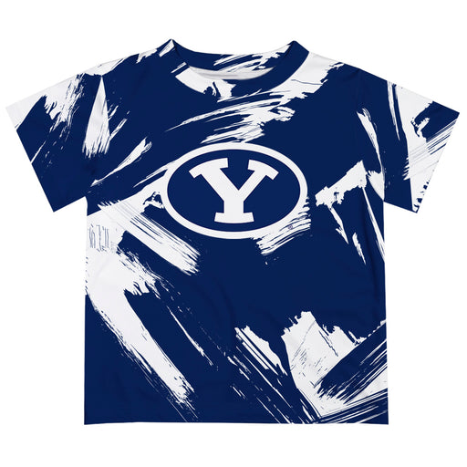 BYU Cougars Vive La Fete Boys Game Day Blue Short Sleeve Tee Paint Brush