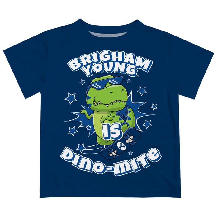 BYU Cougars Vive La Fete Dino-Mite Boys Game Day Blue Short Sleeve Tee