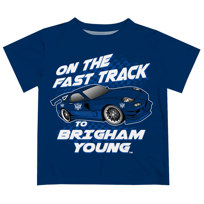 BYU Cougars Vive La Fete Fast Track Boys Game Day Blue Short Sleeve Tee