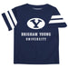 BYU Cougars Vive La Fete Boys Game Day Blue Short Sleeve Tee with Stripes on Sleeves