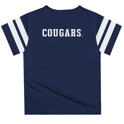 BYU Cougars Vive La Fete Boys Game Day Blue Short Sleeve Tee with Stripes on Sleeves - Vive La Fête - Online Apparel Store