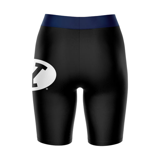 BYU Cougars Vive La Fete Game Day Logo on Thigh and Waistband Black and Blue Women Bike Short 9 Inseam - Vive La Fête - Online Apparel Store