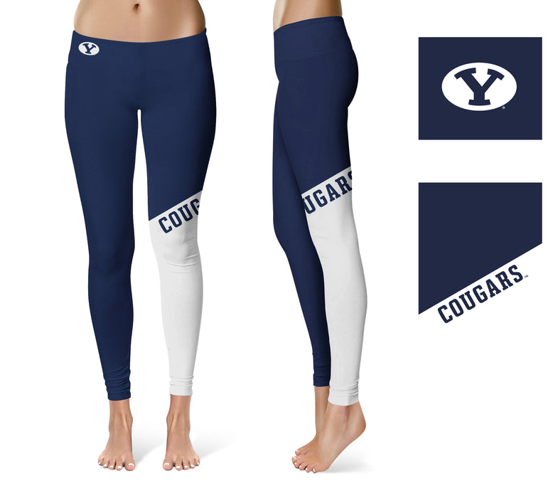 Brigham Young Cougars BYU Vive La Fete Game Day Collegiate Leg Color Block Women Blue White Yoga Leggings - Vive La Fête - Online Apparel Store