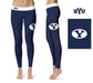 BYU Cougars Vive La Fete Game Day Collegiate Logo on Thigh Blue Women Yoga Leggings 2.5 Waist Tights - Vive La Fête - Online Apparel Store