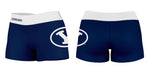 Brigham Young Cougars Vive La Fete Logo on Thigh & Waistband Blue White Women Yoga Booty Workout Shorts 3.75 Inseam - Vive La Fête - Online Apparel Store