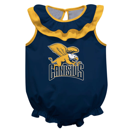 Canisius College Golden Griffins Blue Sleeveless Ruffle Onesie Logo Bodysuit by Vive La Fete