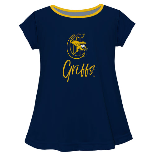 Canisius College Golden Griffins Vive La Fete Girls Game Day Short Sleeve Blue Top with School Logo and Name