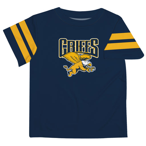 Canisius College Golden Griffins Vive La Fete Boys Game Day Blue Short Sleeve Tee with Stripes on Sleeves