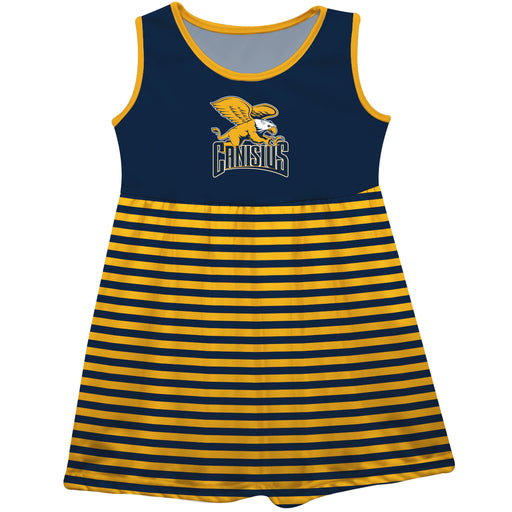 Canisius College Golden Griffins Blue and Gold Sleeveless Tank Dress with Stripes on Skirt by Vive La Fete