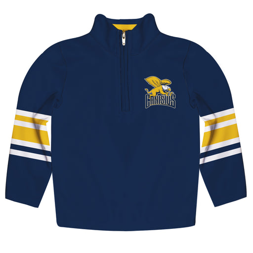 Canisius College Golden Griffins Vive La Fete Game Day Blue Quarter Zip Pullover Stripes on Sleeves