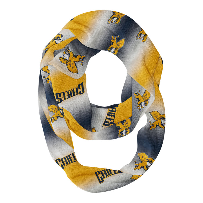 Canisius College Golden Griffins Vive La Fete All Over Logo Game Day Collegiate Women Ultra Soft Knit Infinity Scarf
