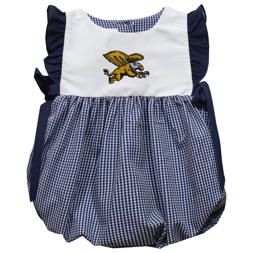 Canisius College Golden Griffins Embroidered Navy Gingham Short Sleeve Girls Bubble