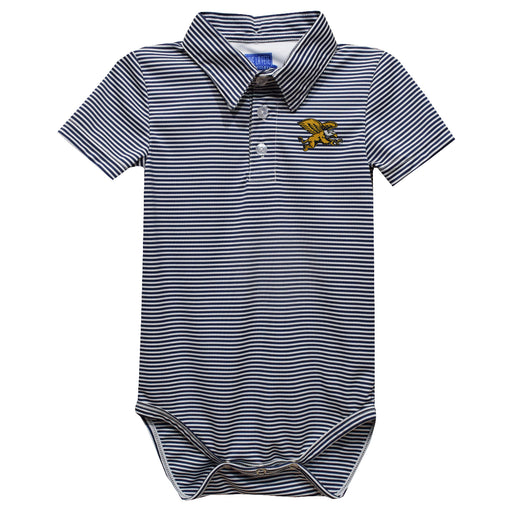 Canisius College Golden Griffins Embroidered Navy Stripe Knit Polo Onesie