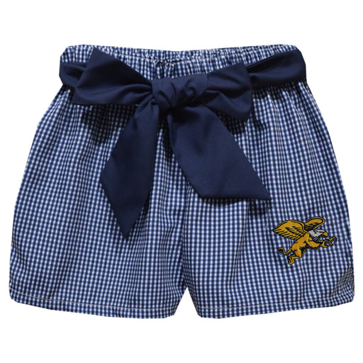 Canisius College Golden Griffins Embroidered Navy Gingham Girls Short with Sash