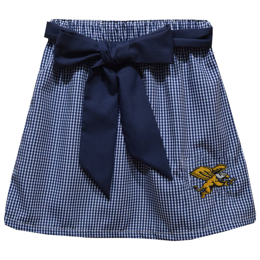Canisius College Golden Griffins Embroidered Navy Gingham Skirt with Sash