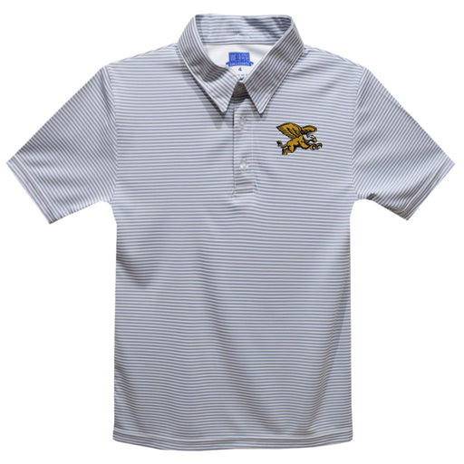 Canisius College Golden Griffins Embroidered Gray Stripes Short Sleeve Polo Box Shirt