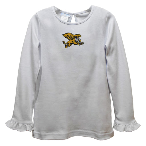 Canisius College Golden Griffins Embroidered White Knit Long Sleeve Girls Blouse