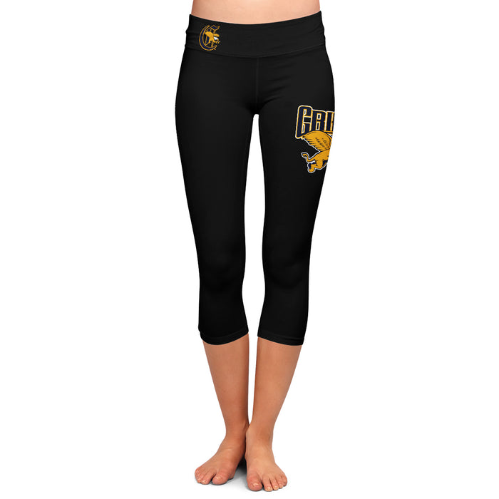 Canisius College Golden Griffins Vive La Fete Collegiate Large Logo on Thigh and Waist Women Black Capri Leggings