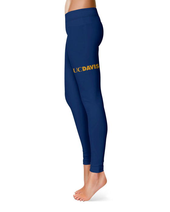 UC Davis Aggies Vive La Fete Game Day Collegiate Logo on Thigh Navy Women Yoga Leggings 2.5 Waist Tights" - Vive La Fête - Online Apparel Store