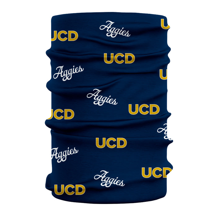UC Davis Aggies Vive La Fete All Over Logo Game Day Collegiate Face Cover Soft 4-Way Stretch Neck Gaiter - Vive La Fête - Online Apparel Store