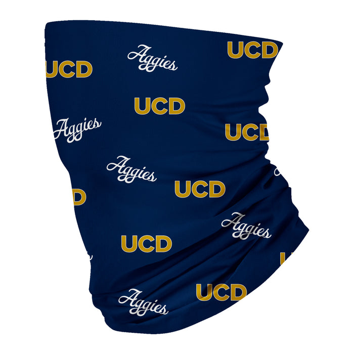 UC Davis Aggies Vive La Fete All Over Logo Game Day Collegiate Face Cover Soft 4-Way Stretch Neck Gaiter - Vive La Fête - Online Apparel Store