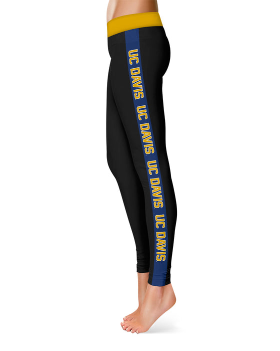 UC Davis Aggies Vive La Fete Game Day Collegiate Navy Stripes Women Black Yoga Leggings 2 Waist Tights" - Vive La Fête - Online Apparel Store