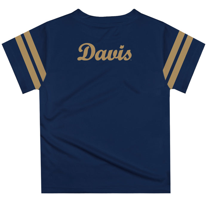 UC Davis Aggies Vive La Fete Boys Game Day Navy Short Sleeve Tee with Stripes on Sleeves - Vive La Fête - Online Apparel Store