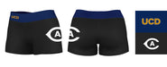 UC Davis Aggies Vive La Fete Logo on Thigh & Waistband Black & Navy Women Yoga Booty Workout Shorts 3.75 Inseam" - Vive La Fête - Online Apparel Store