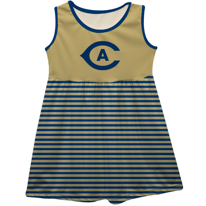 UC Davis Aggies Vive La Fete Girls Game Day Sleeveless Tank Dress Solid Gold Logo Stripes on Skirt