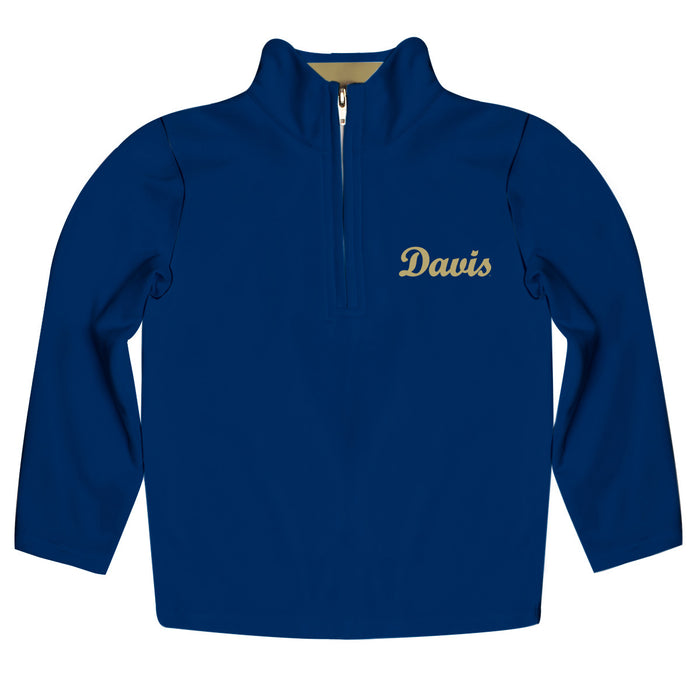 UC Davis Aggies Vive La Fete Game Day Solid Blue Quarter Zip Pullover Sleeves