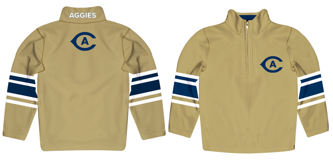UC Davis Aggies Vive La Fete Game Day Gold Quarter Zip Pullover Stripes on Sleeves - Vive La Fête - Online Apparel Store