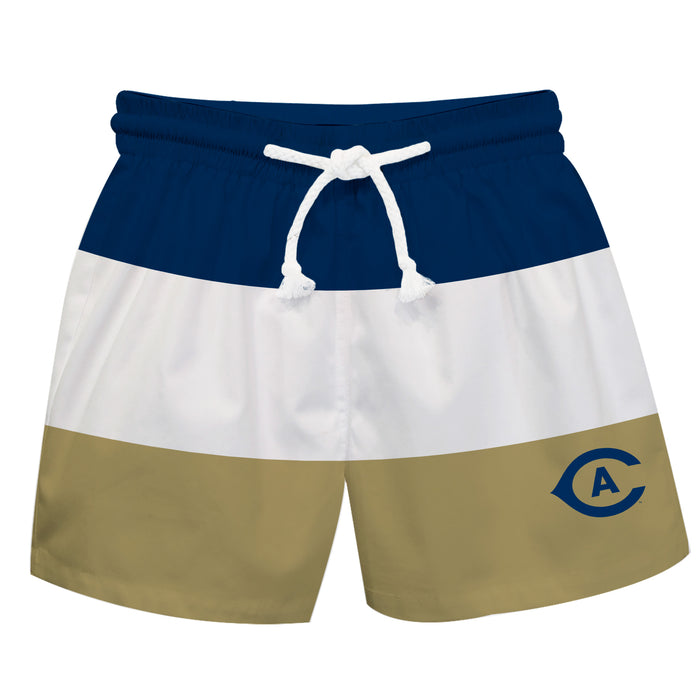 UC Davis Aggies Vive La Fete Blue White Gold Stripes Swimtrunks V1