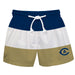UC Davis Aggies Vive La Fete Blue White Gold Stripes Swimtrunks V1