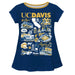 UC Davis Aggies Hand Sketched Vive La Fete Impressions Artwork Blue Short Sleeve Top
