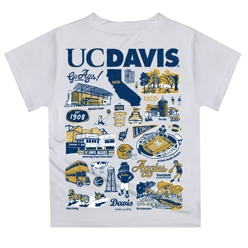 UC Davis Aggies Hand Sketched Vive La Fete Impressions Artwork Boys Blue Short Sleeve Tee Shirt - Vive La Fête - Online Apparel Store
