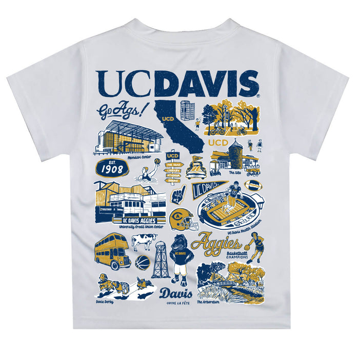 UC Davis Aggies Hand Sketched Vive La Fete Impressions Artwork Boys Blue Short Sleeve Tee Shirt - Vive La Fête - Online Apparel Store