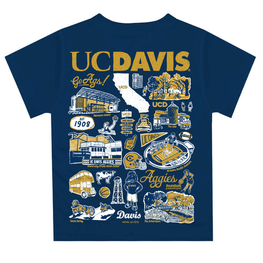 UC Davis Aggies Hand Sketched Vive La Fete Impressions Artwork Boys Blue Short Sleeve Tee Shirt - Vive La Fête - Online Apparel Store