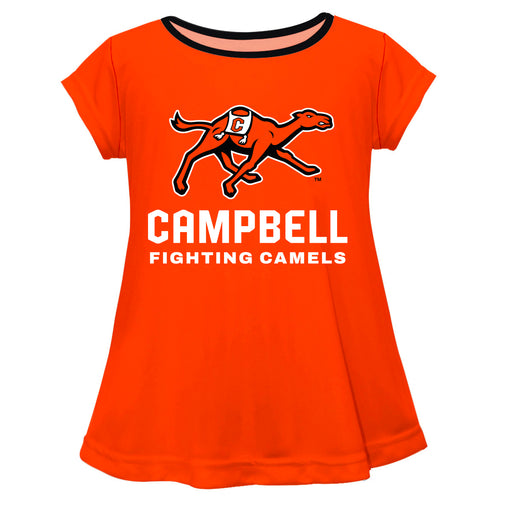 Campbell Camels Vive La Fete Girls Game Day Short Sleeve Orange Top with School Logo and Name