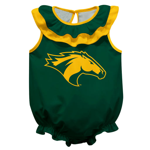 Cal Poly California State Polytechnic Pomona Broncos Green Sleeveless Ruffle Onesie Logo Bodysuit by Vive La Fete
