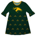 Cal Poly Pomona Broncos Vive La Fete Girls Game Day 3/4 Sleeve Solid Green All Over Logo on Skirt