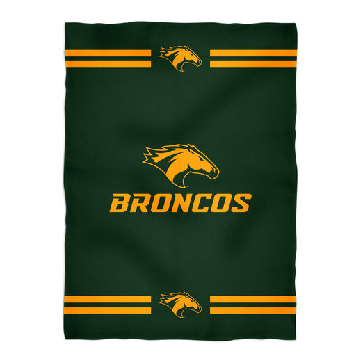 Cal Poly Pomona Broncos Vive La Fete Game Day Soft Premium Fleece Green Throw Blanket 40 x 58 Logo and Stripes