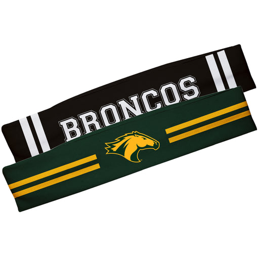 Cal Poly Pomona Broncos Vive La Fete Girls Women Game Day Set of 2 Stretch Headbands Name Black and Mascot Green